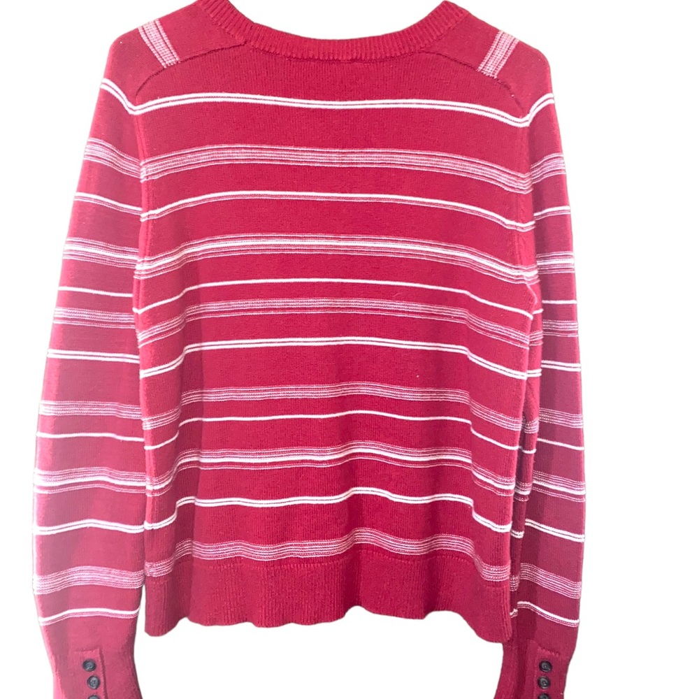 Pendleton Red & White Striped Sweater Three Butto… - image 7